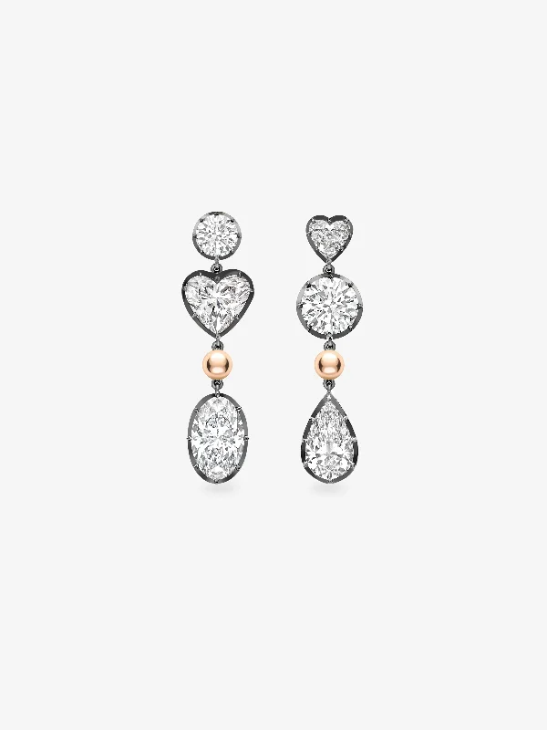 women chic drop earrings -Ball n Chain Multi-shape Diamond Earrings