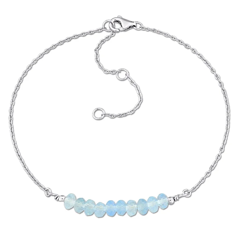 Miadora 1 1/2ct TGW Aquamarine Bead Bracelet in Sterling Silver-725+2 in