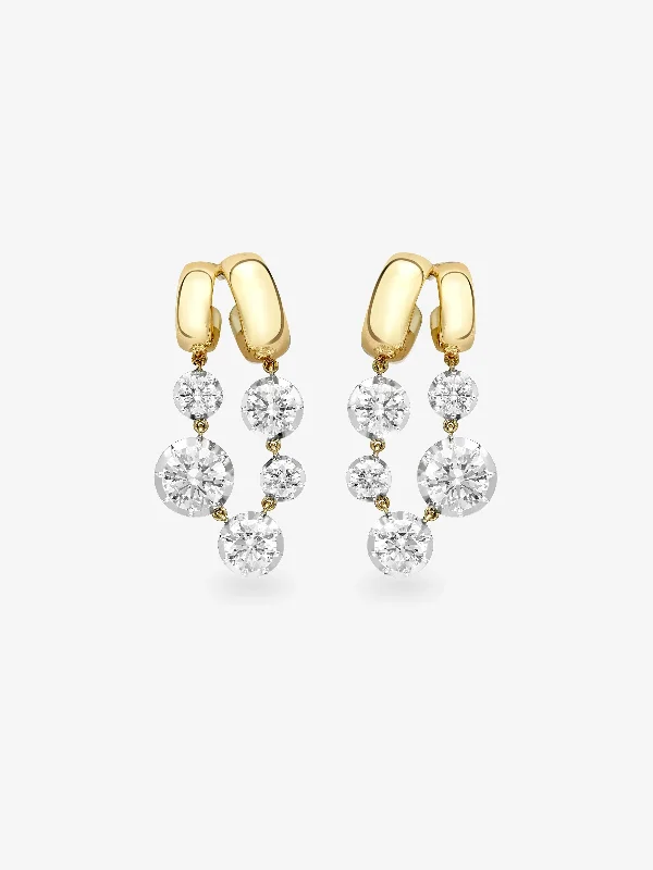 women glamorous earrings -Solar Diamond & White Gold Gypset Earrings