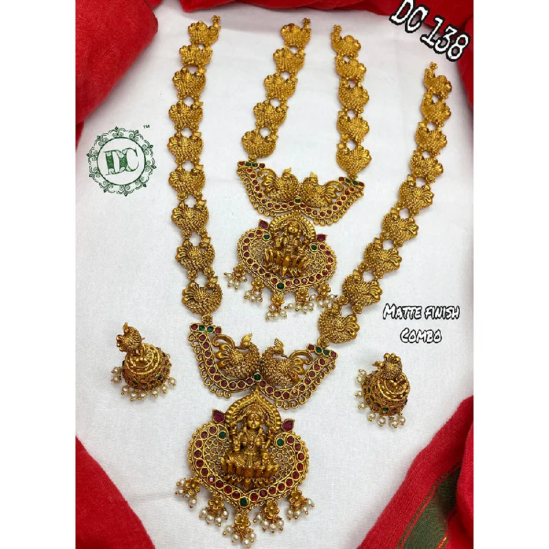 women pendant necklaces -Diksha Collection Gold Plated Long & Short Necklace Set