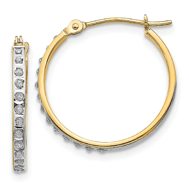 women trendy earrings -Diamond Fascination 14KT Yellow Gold 20X2MM Diamond Accent Hoop Earrings