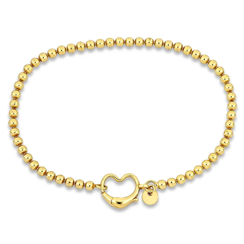 Miadora Bead Bracelet with Heart Clasp in Yellow Sterling Silver