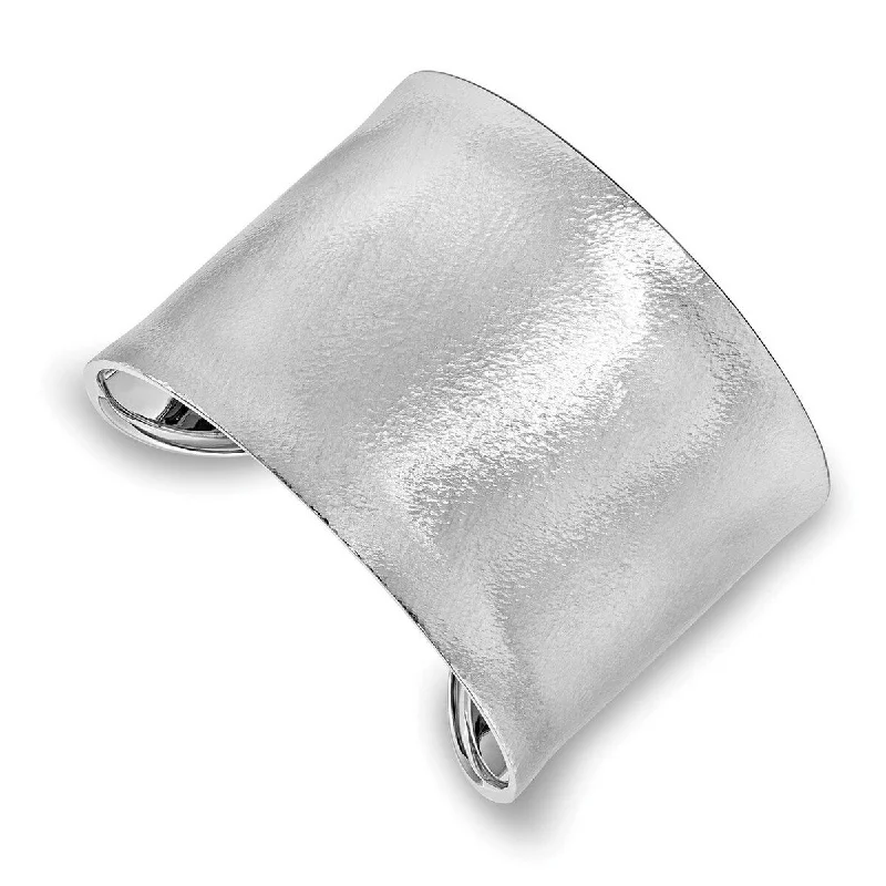 Curata 925 Sterling Silver Radiant Essence Textured Cuff Stackable Bangle Bracelet