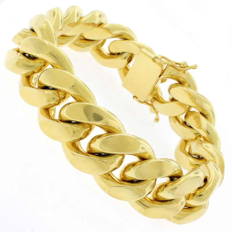 Authentic Solid Sterling Silver 20mm Miami Cuban Curb Link .925 Yellow Gold Thick Bracelet Chain 9"