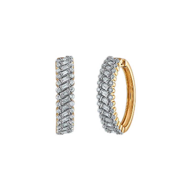 women modern earrings -EcoLove 1 CTW Lab Grown Diamond Hoop Earrings in Gold Plated Sterling Silver