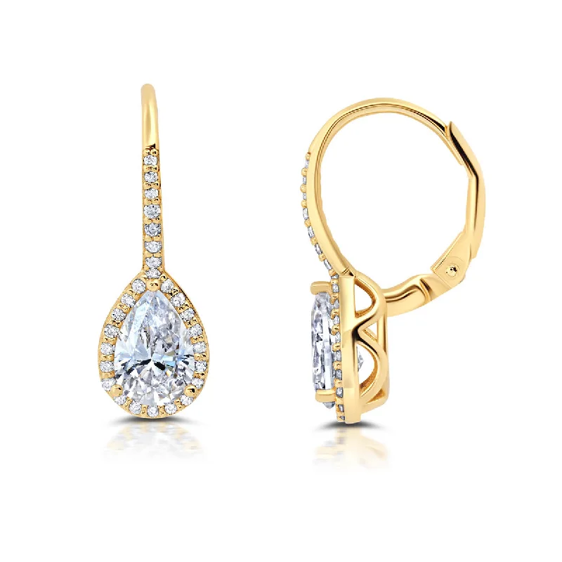 women fashion dangle earrings -Crislu 18KT Yellow Gold Plated Sterling Silver Round Cubic Zirconia Fashion Earrings