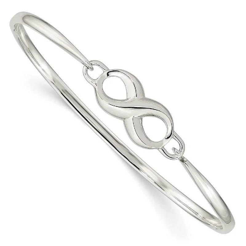 Curata 925 Sterling Silver 7" 23mm Polished Infinity Hook Bangle Bracelet