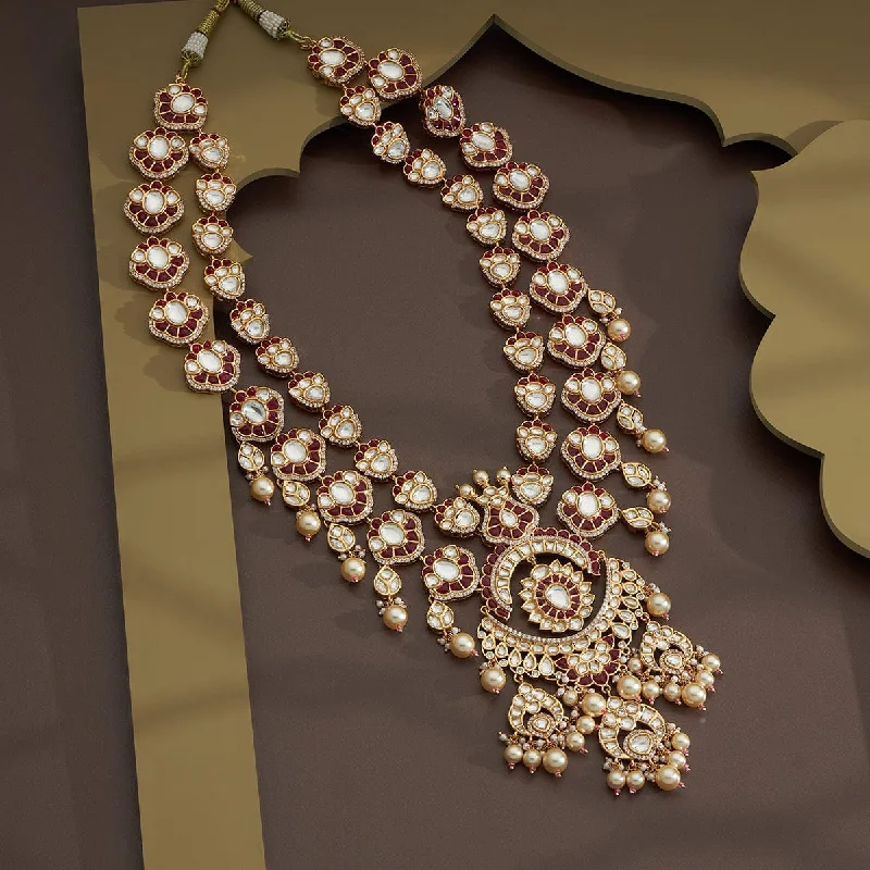 women engraved necklaces -Kundan Necklace 167020