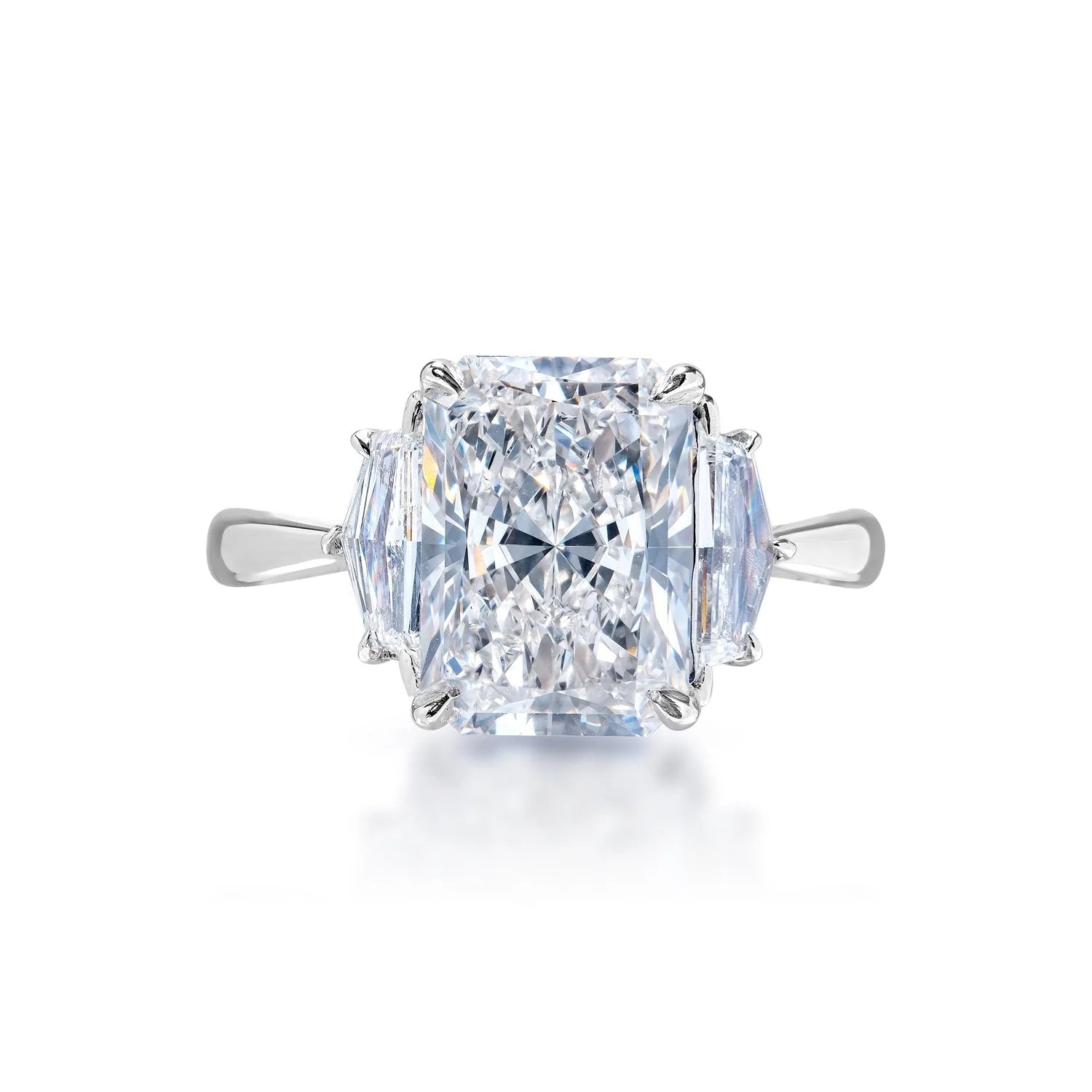 women stacked engagement rings -Lenora 4 Carat H VS1 Radiant Cut Lab Grown Diamond Engagement Ring in Platinum