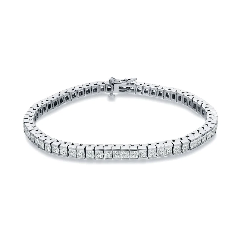 Auriya 14k White Gold 3ct TDW Princess-Cut Channel-Set Diamond Tennis Bracelet