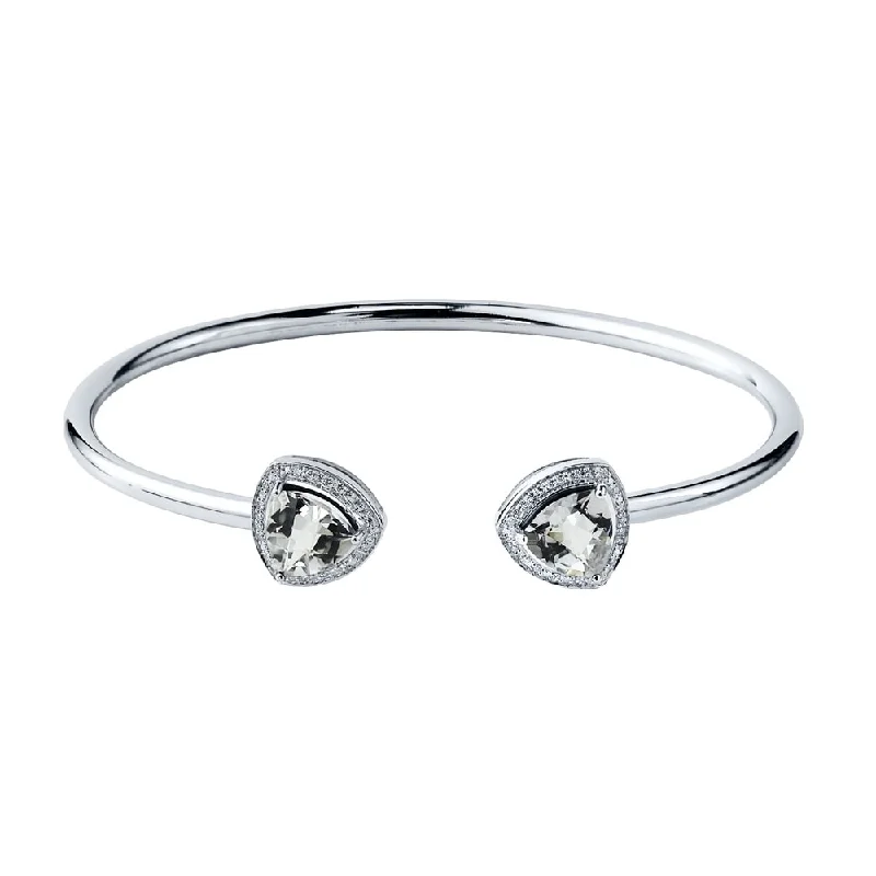 Auriya 3 3/4ct Trillian-Cut White Topaz Gold over Silver Bangle Bracelet with Diamond Accents