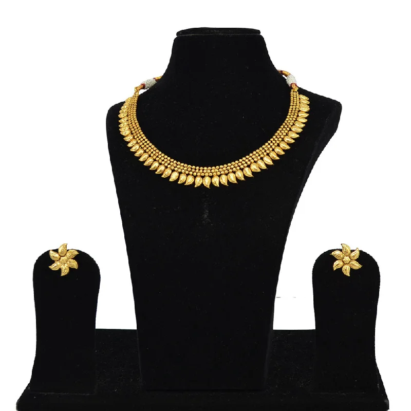 women wedding day necklaces -Saloni Fashion Jewellery Gold Plated Necklace Set