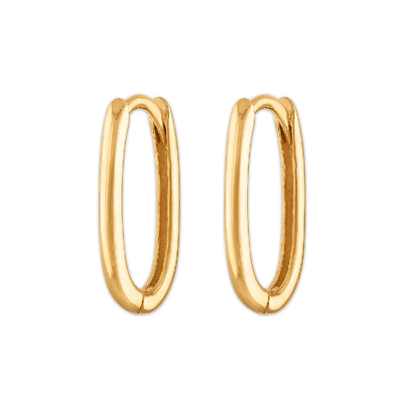 women dangle earrings -10KT Gold Elongated Hoop Earrings