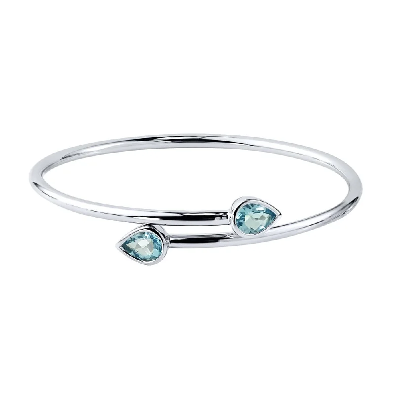 Auriya 2 1/2ct Pear-cut Sky Blue Topaz Bypass Bangle Bracelet Gold over Silver