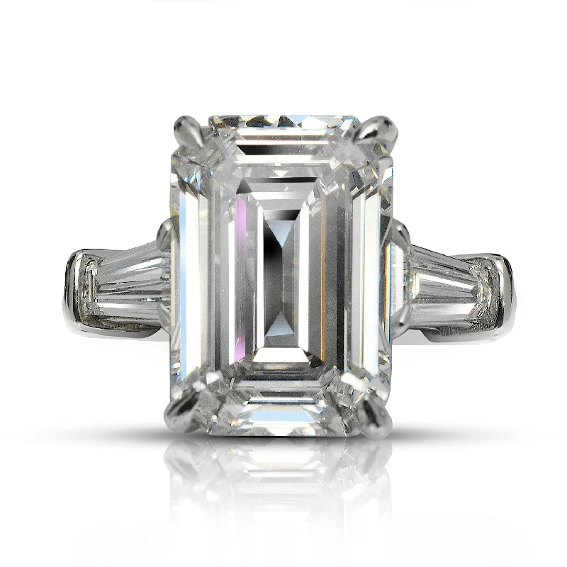 women classic solitaire engagement rings -EVY 7 CARAT EMERALD CUT F COLOR INTERNALLY FLAWLESS CLARITY DIAMOND ENGAGEMENT RING PLATINUM GIA CERTIFIED 6 CT F IF BY MIKE NEKTA