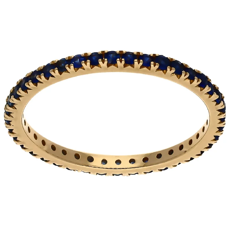 women classic bangles -14K Yellow Gold Sapphire Eternity Stackable Band Ring