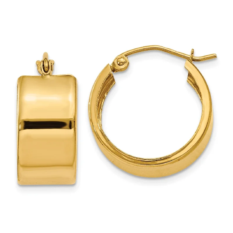 women sparkling gold earrings -14KT Yellow Gold 15X8MM Hoop Earrings