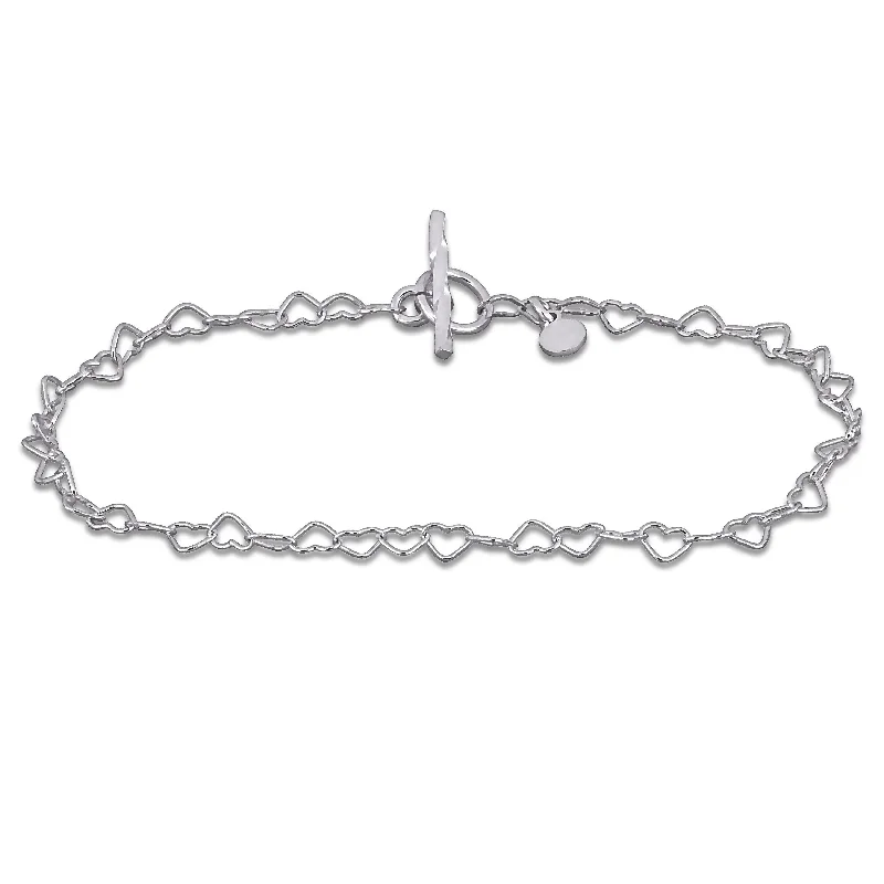 Miadora 3.5mm Heart Link Bracelet in Sterling Silver-7.5 in