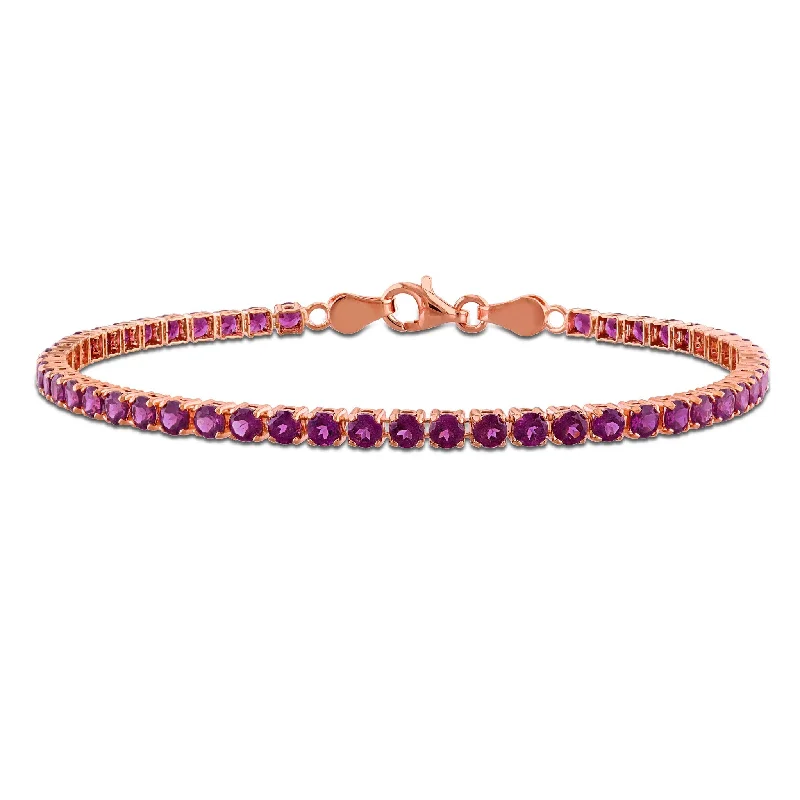 Miadora 3 5/8ct TGW Rhodolite Tennis Bracelet in Rose Silver