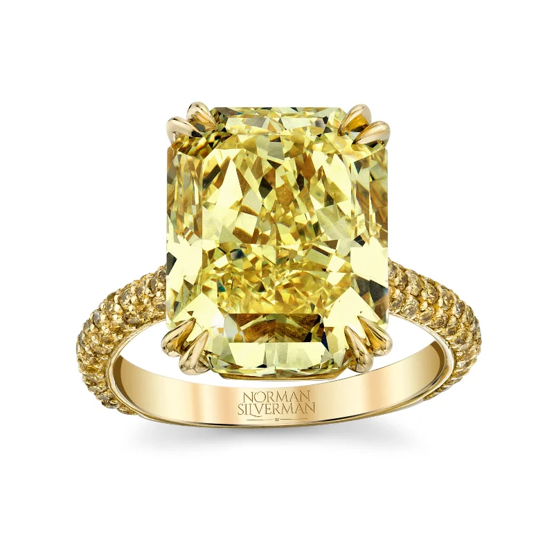 women diamond wedding rings -Fancy Yellow Radiant Cut Diamond Ring