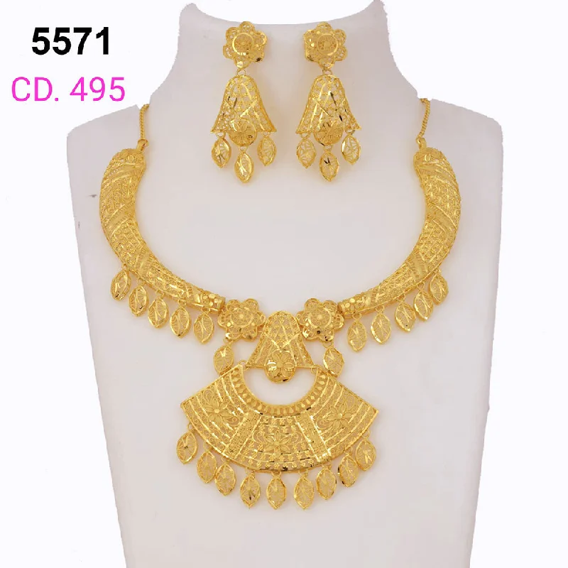 women geometric pendant necklaces -MR Jewellery Forming Gold Plated Necklace Set