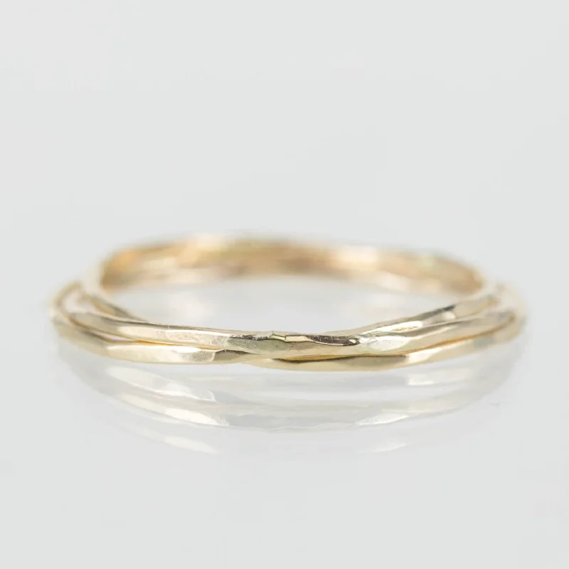 women charm bangle bracelets -Gold Streaks Trinity Ring