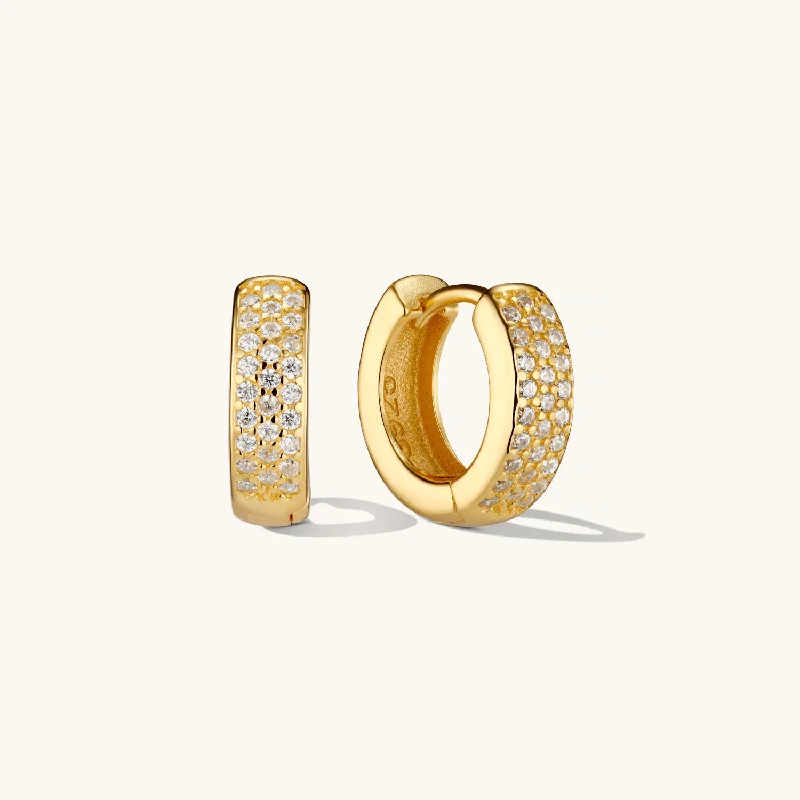 women chic earrings -Bold Pave Huggies in Gold