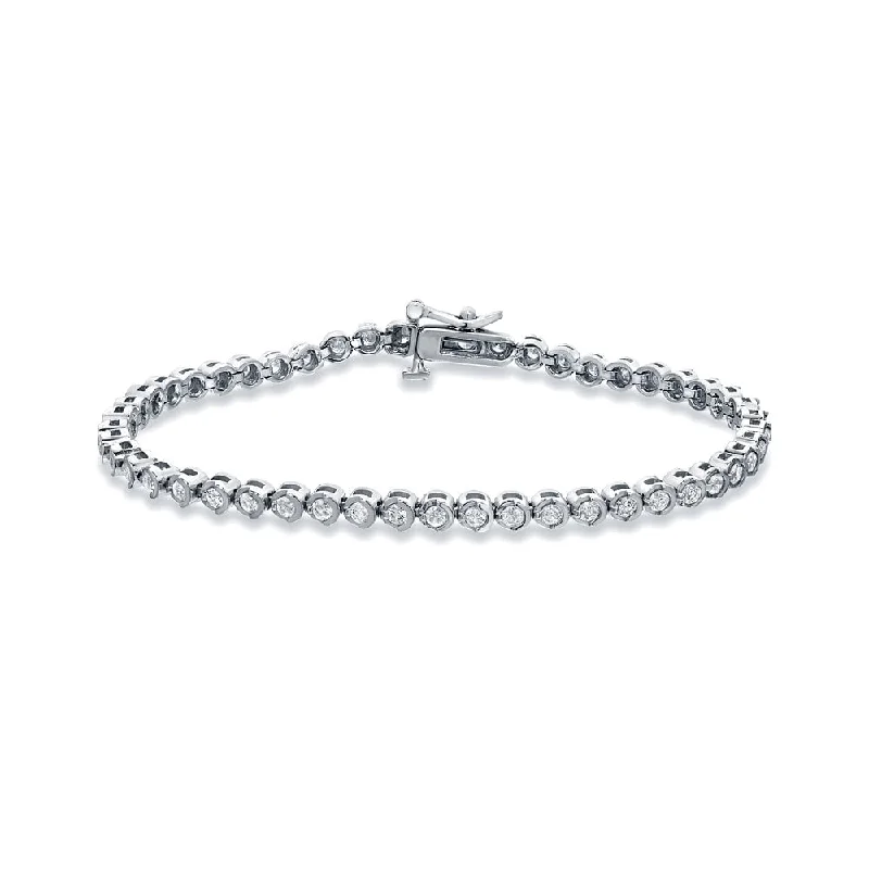 Auriya 2ctw Bezel-set Diamond Tennis Bracelet 14k White Gold - 7-inch