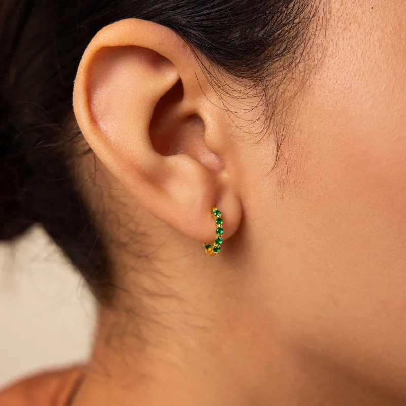 women fashion dangle earrings -Inside Out Emerald Huggies