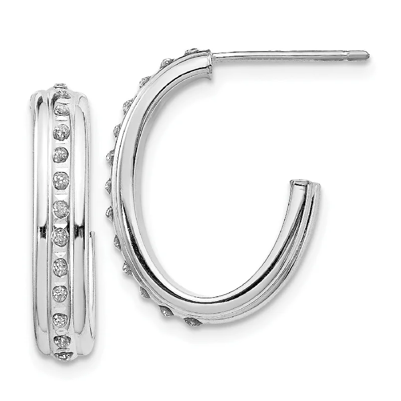 women luxury pearl earrings -Diamond Fascination Diamond Accent Hoop Earrings in 14KT White Gold