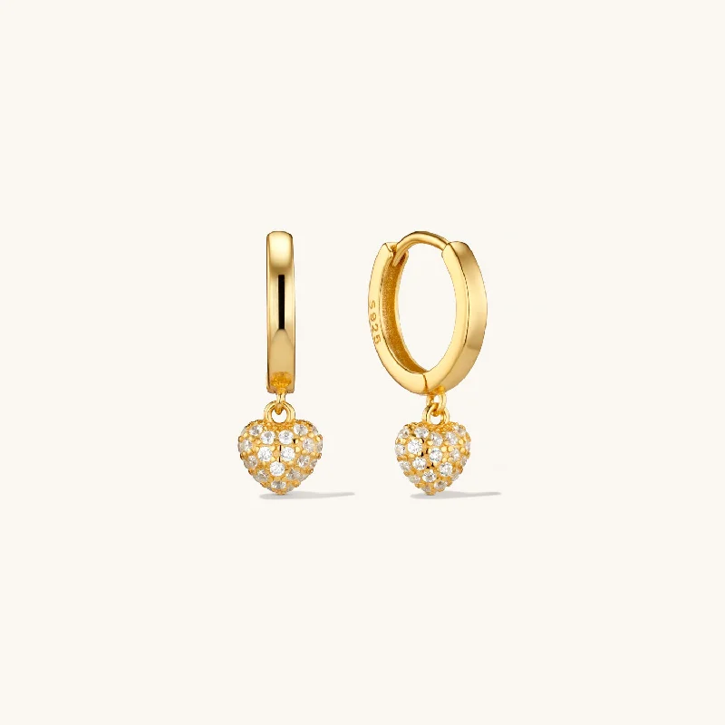 women simple earrings -Amore Pave Hoop Earrings Gold