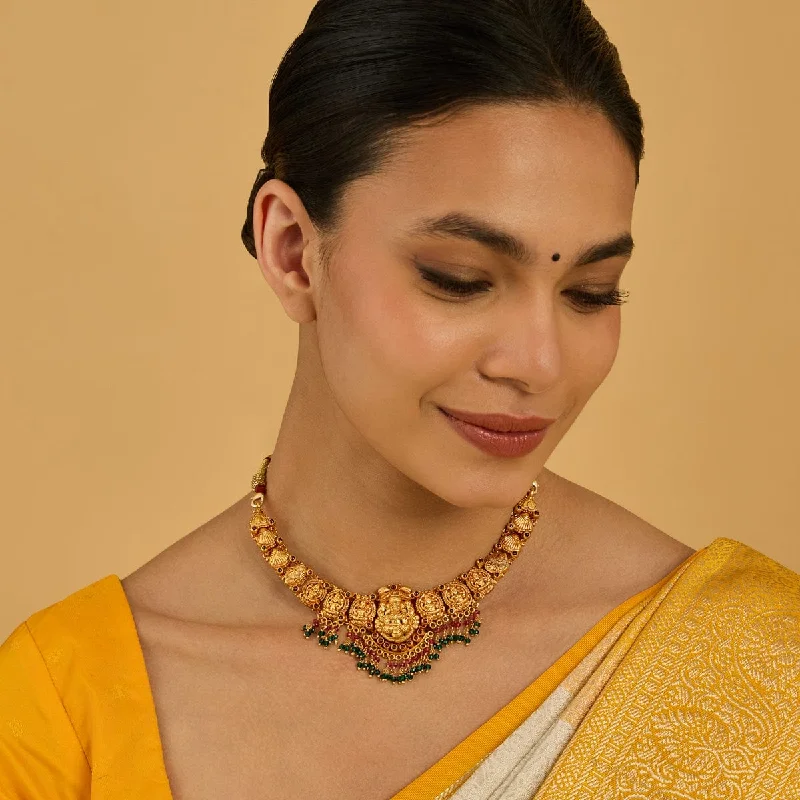 women affordable gold necklaces -Silver Temple Necklace 181723