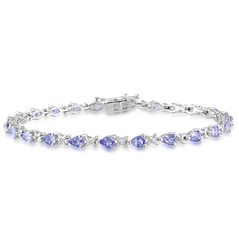 Miadora Sterling Silver Tanzanite Tennis-style Bracelet