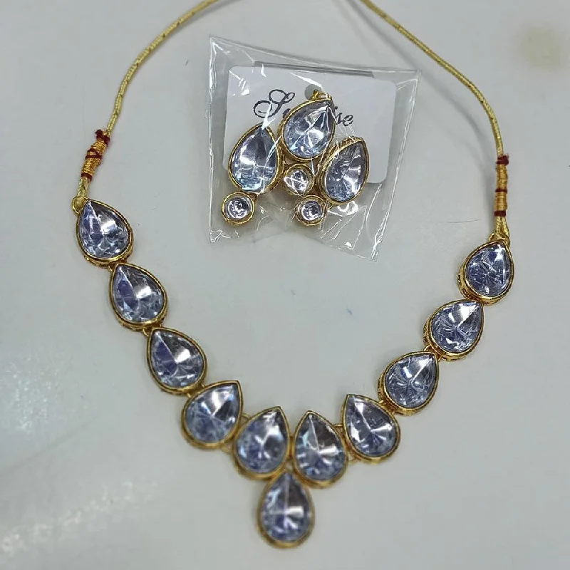 women nature-inspired necklaces -Manisha Jewellery Gold Plated Crystal Stone Necklace Set