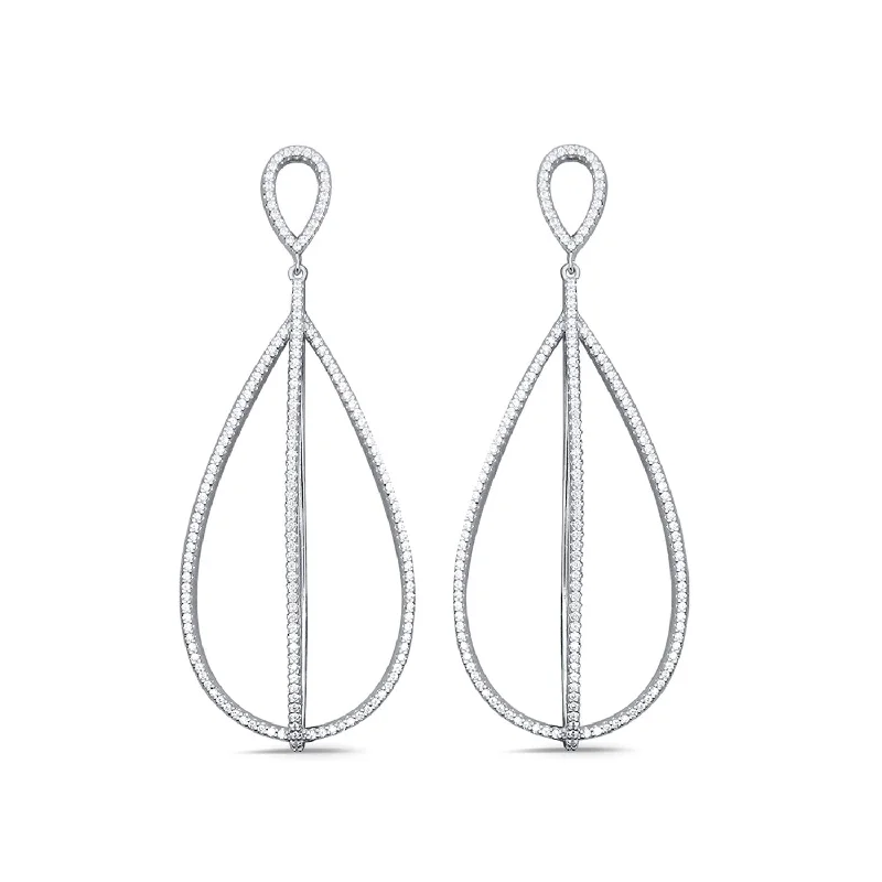 women silver earrings -1 CTW Diamond Fashion Earrings in 10KT White Gold