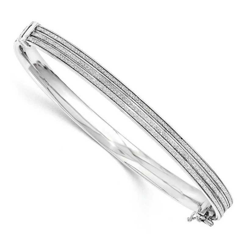 Curata 925 Sterling Silver 7" 6mm Glitter infused Hinged Bangle Bracelet