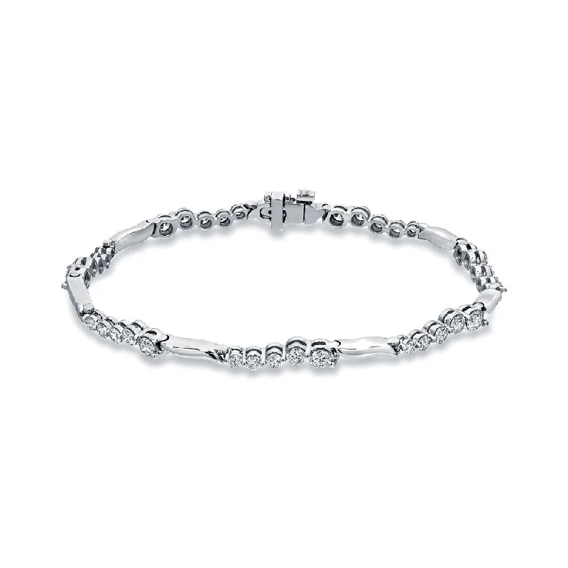 Auriya 14k White Gold 2 1/2ct TDW Round Cut Diamonds Journey Bracelet (I-J, SI2-SI3)