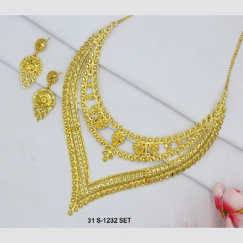 women one-of-a-kind necklaces -Mahavir Gold Plated Necklace Set