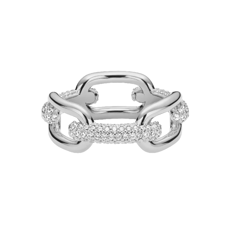 women cuff bracelets -Crystal Link Ring Silver