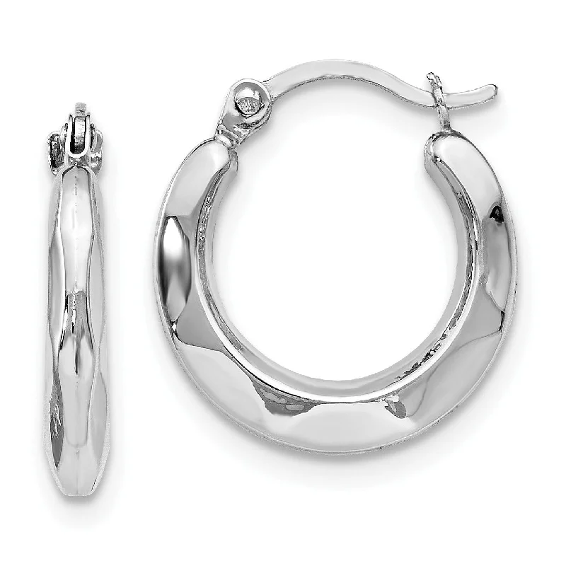 women statement earrings -14KT White Gold 15MM Hinged Hoop Earrings