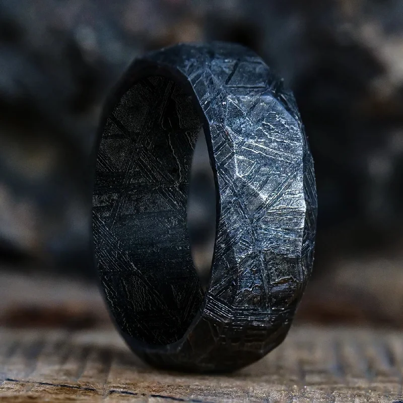 women elegant bangles -Obsidian Meteorite Ring