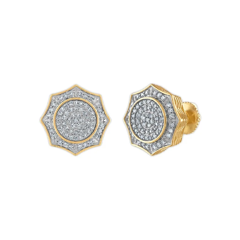 women unique earrings -1/2 CTW Diamond Fashion Stud Earrings in 10KT Yellow Gold