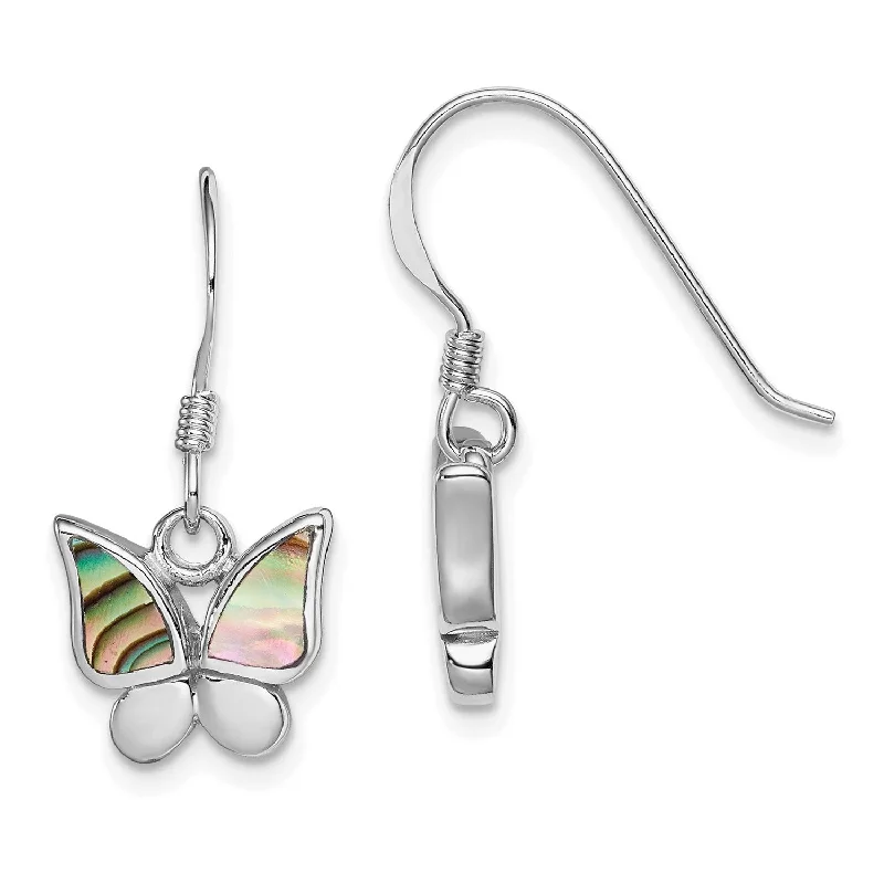 women gemstone stud earrings -Sterling Silver 22X12MM Drop & Dangle Butterfly Earrings