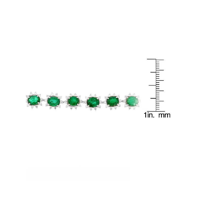 Auriya Platinum 6 5/8ct Emerald and 1 3/4ct TDW Diamond Bracelet - Green