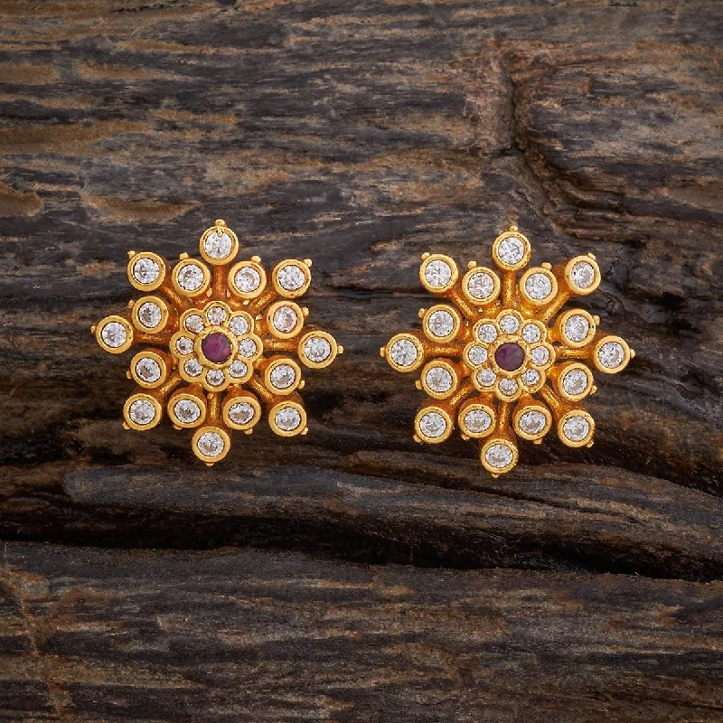 women gold stud earrings -Silver Temple Earring 165287