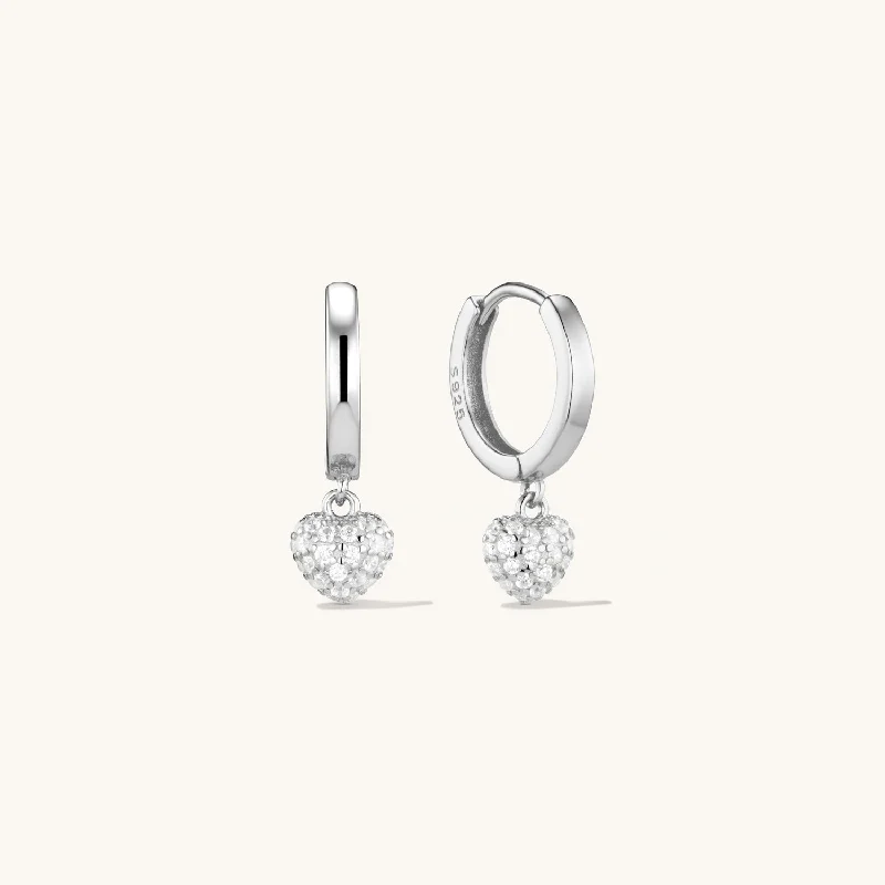 women anniversary earrings -Amore Pave Hoop Earrings Silver