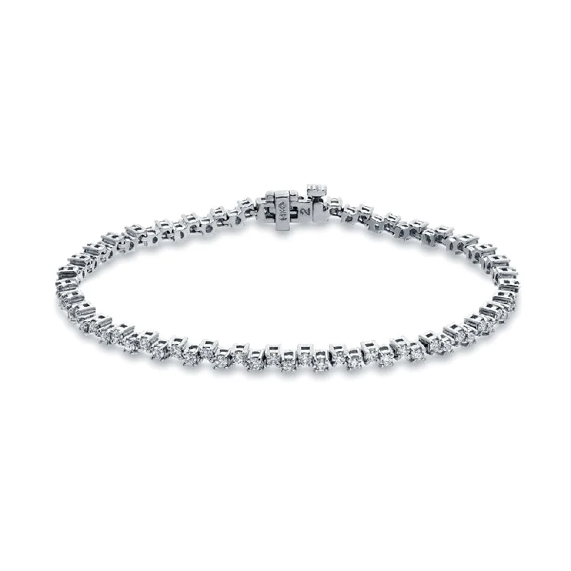 Auriya 14k White Gold 2ct TDW Round Cut Diamond Link Tennis Bracelet