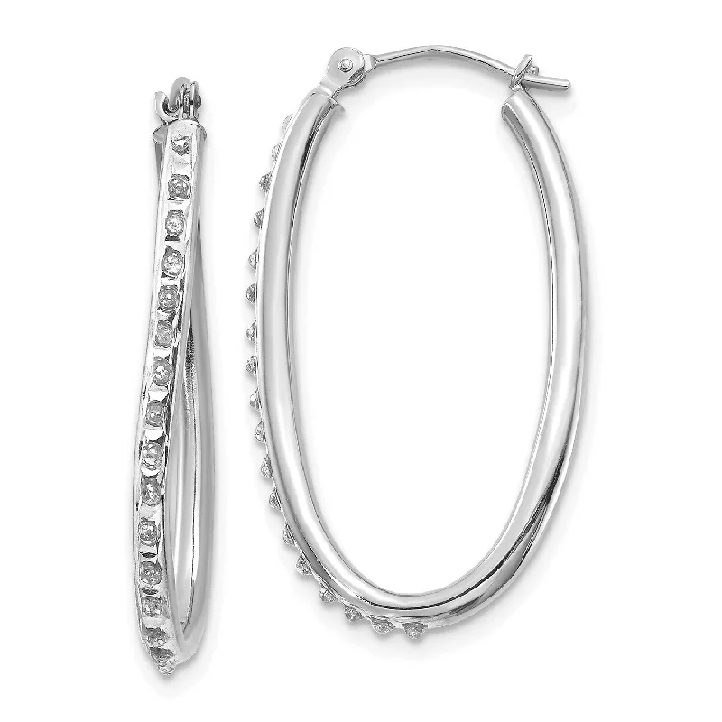 women handmade earrings -Diamond Fascination Diamond Accent Hinged Hoop Earrings in 14KT White Gold