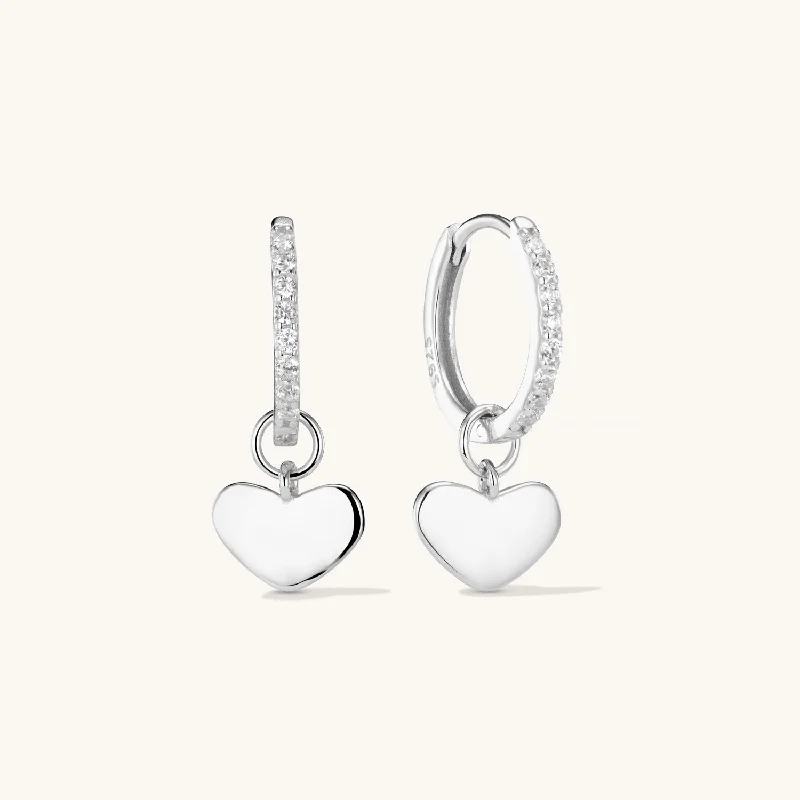 women designer hoop earrings -Amore Heart Hoop Earrings Silver