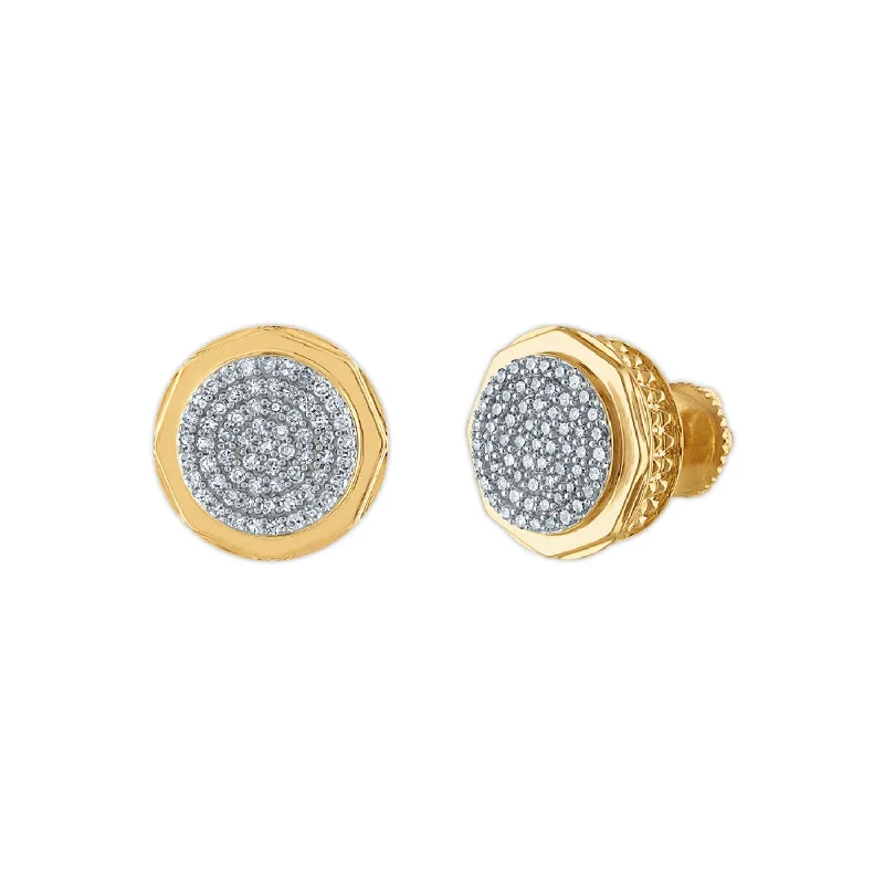 women luxury pearl earrings -1/2 CTW Diamond Fashion Stud Round Earrings in 10KT Yellow Gold